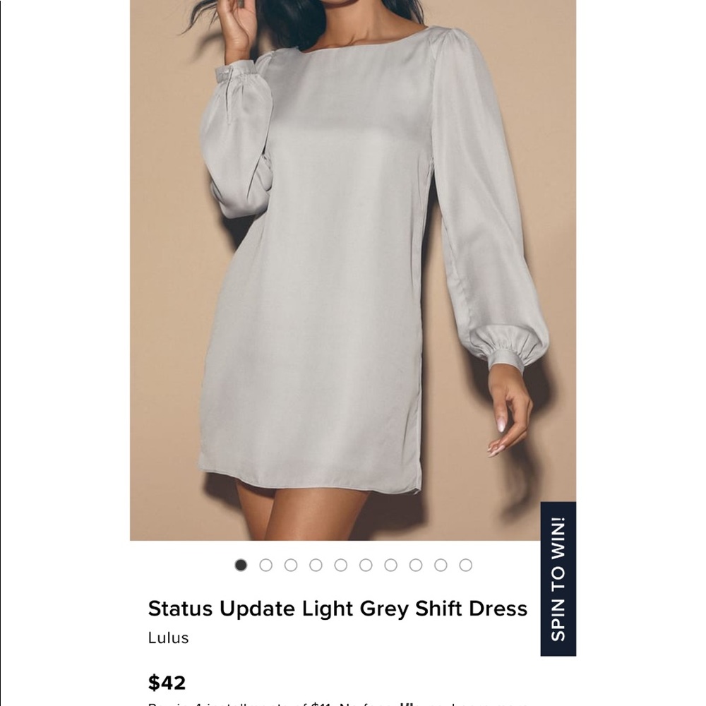 NWT light grey shift dress size small